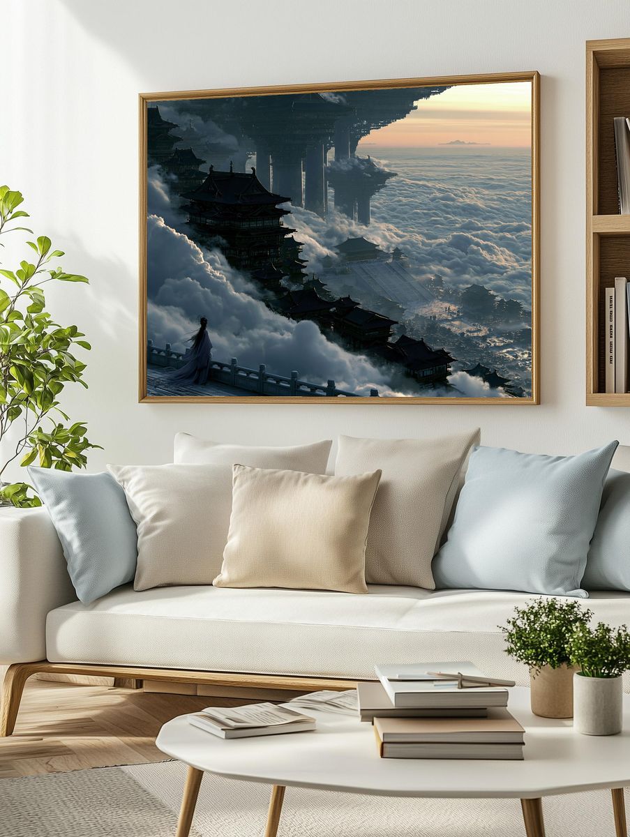 Cloud Palace Fantasy Landscape Poster. — room view 2