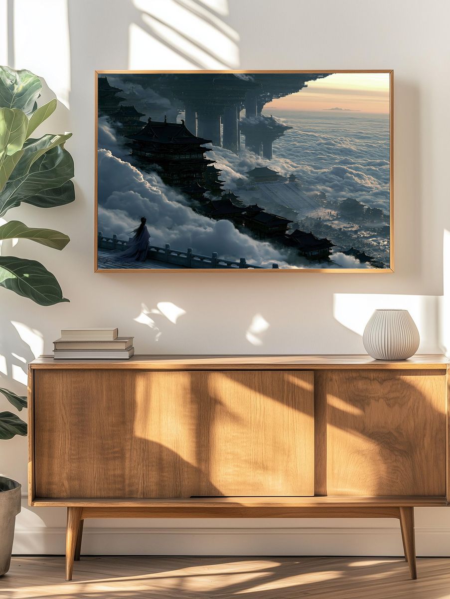 Cloud Palace Fantasy Landscape Poster. — room view 3