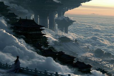 Cloud Palace Fantasy Landscape Poster.