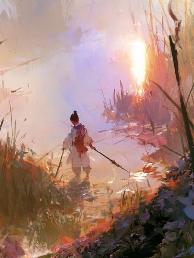 Sunlit Warrior Fantasy Print.
