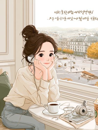 Cozy Cafe Girl Illustration Print. poster