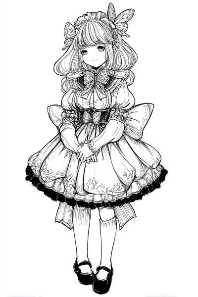 Butterfly Girl Line Art Poster. poster