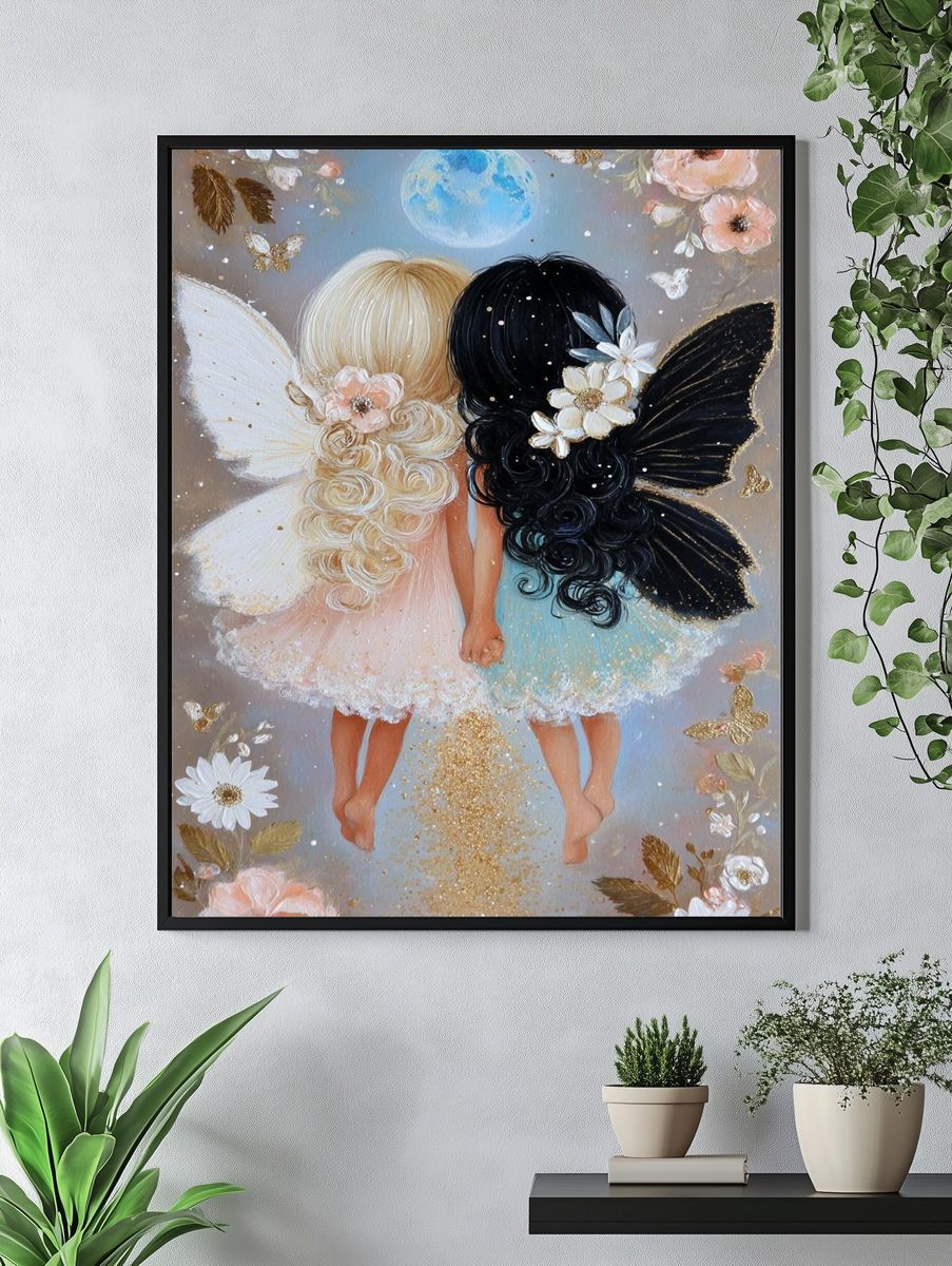 Twin Fairy Sisters Illustration Poster. — room view 4