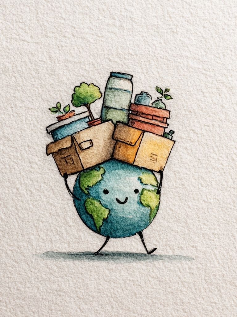 Cute Earth Carrying Plants Poster. poster — illustration art