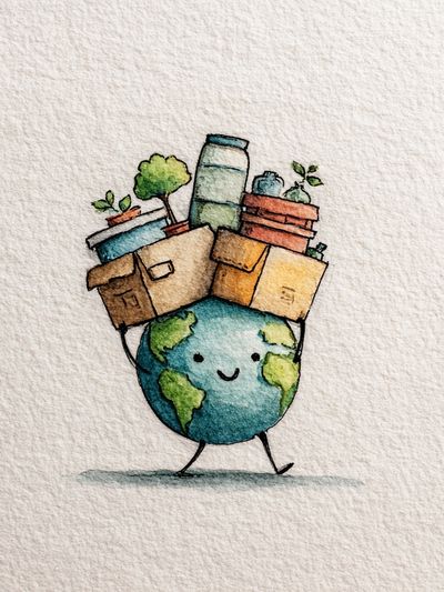 Cute Earth Carrying Plants Poster. poster