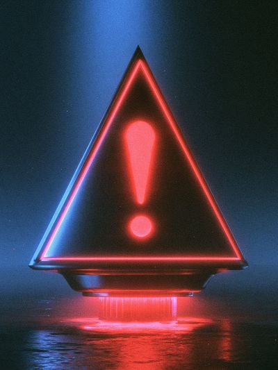 Neon Warning Triangle Poster. poster