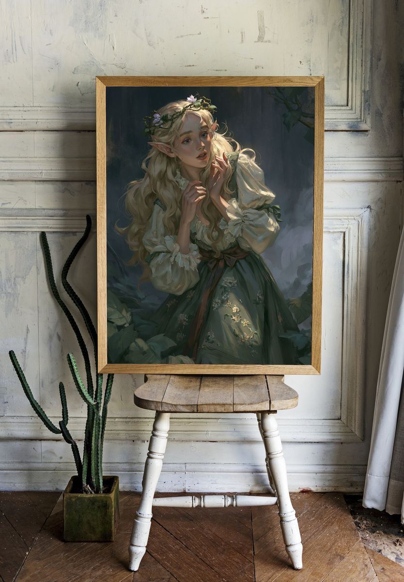 Elf Portrait Fantasy Illustration Poster. room preview