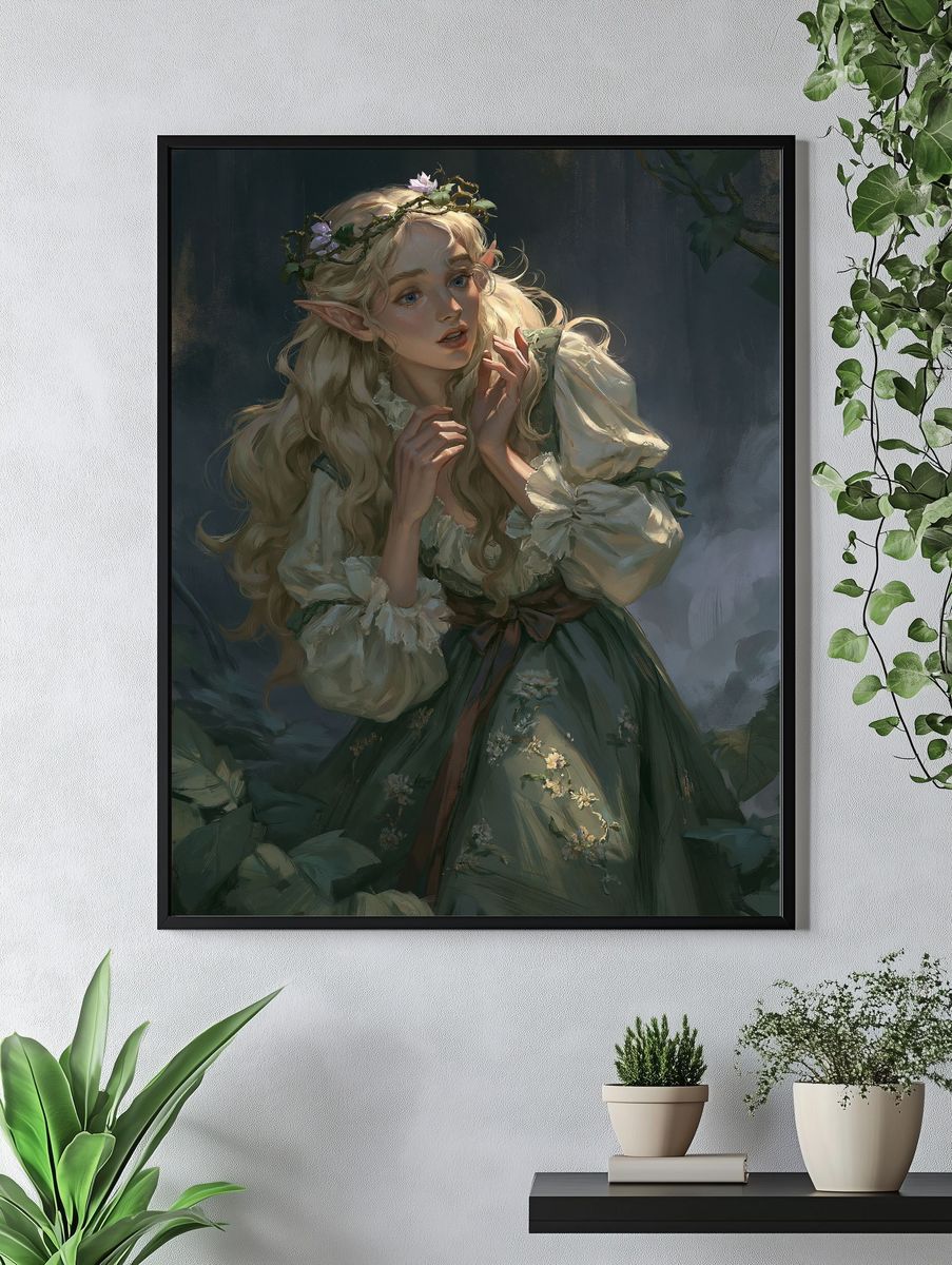 Elf Portrait Fantasy Illustration Poster. — room view 4