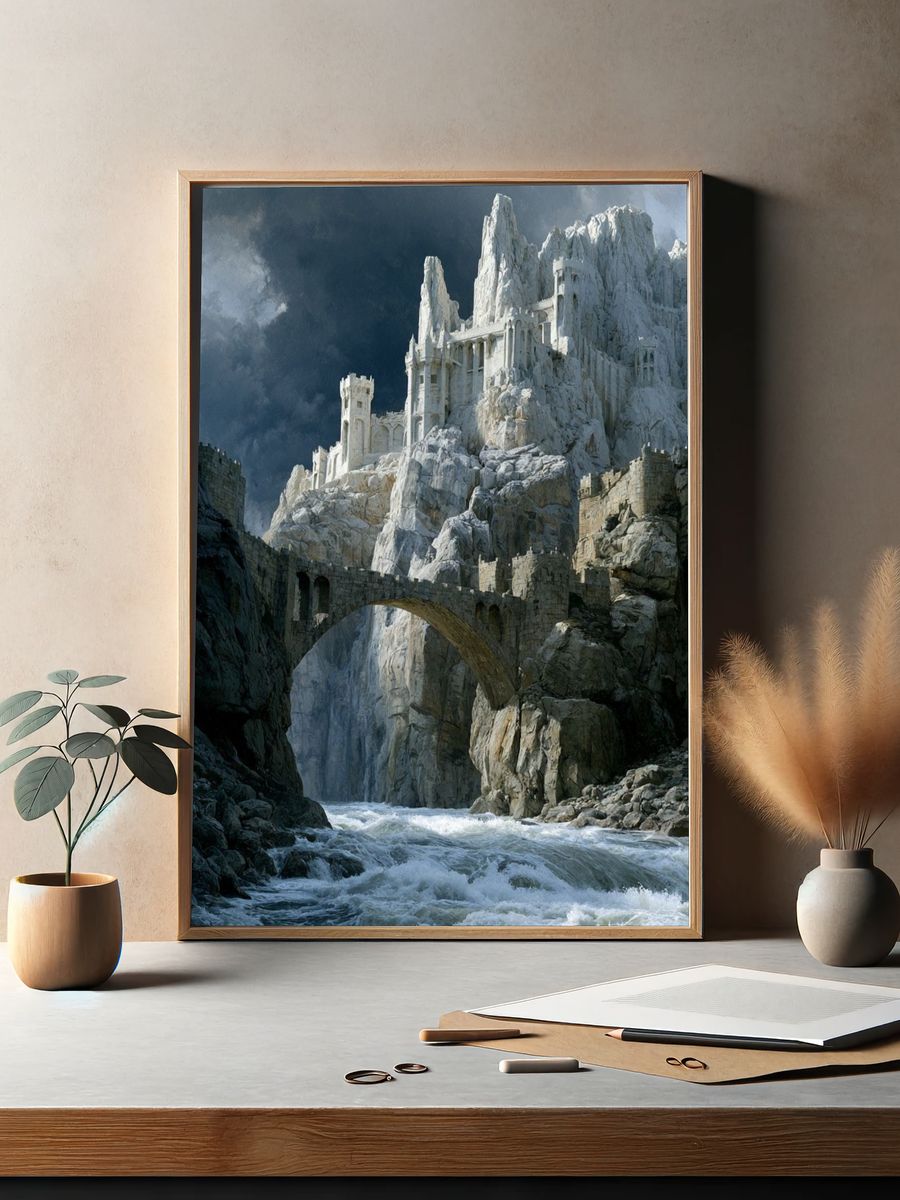 Mountain Fortress Fantasy Print. — room view 2