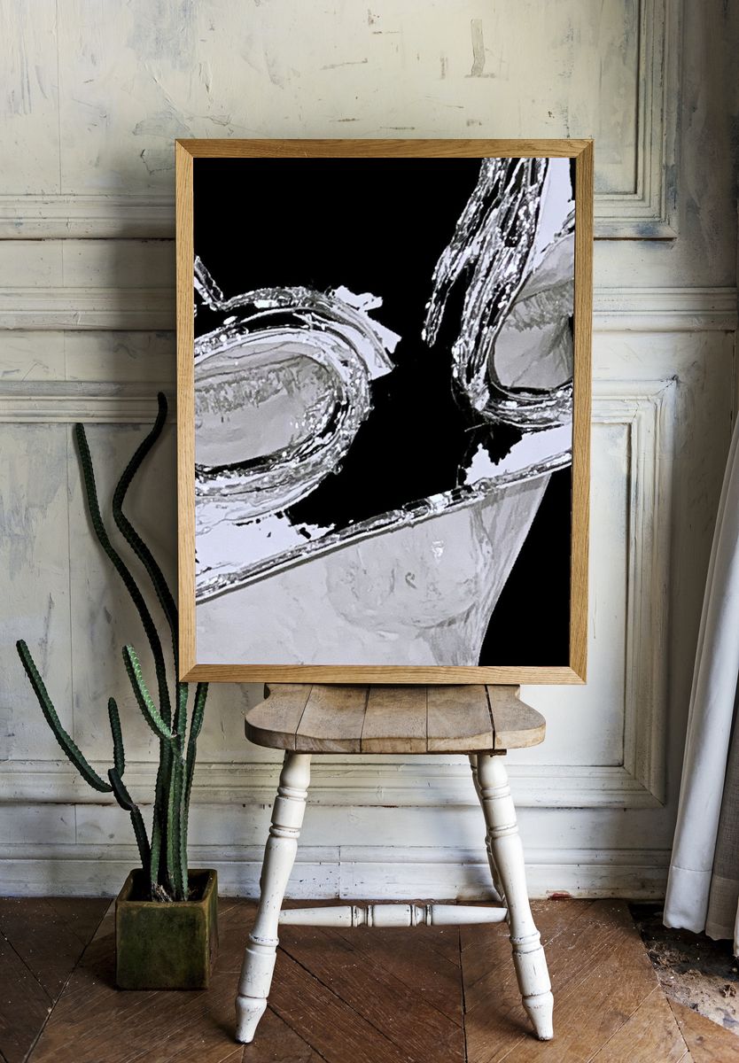Chrome Abstract Face Poster. room preview