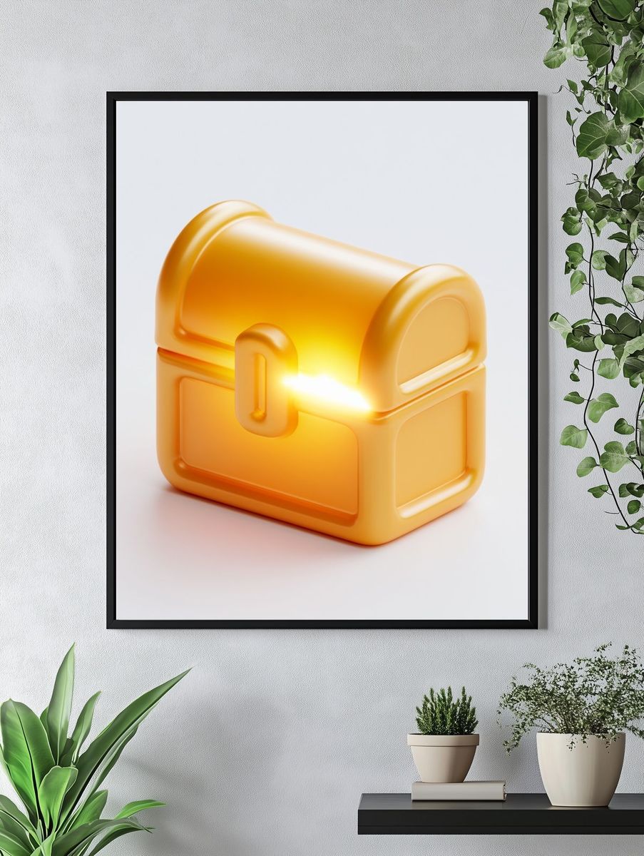 Golden Treasure Chest Illustration Poster. — room view 4
