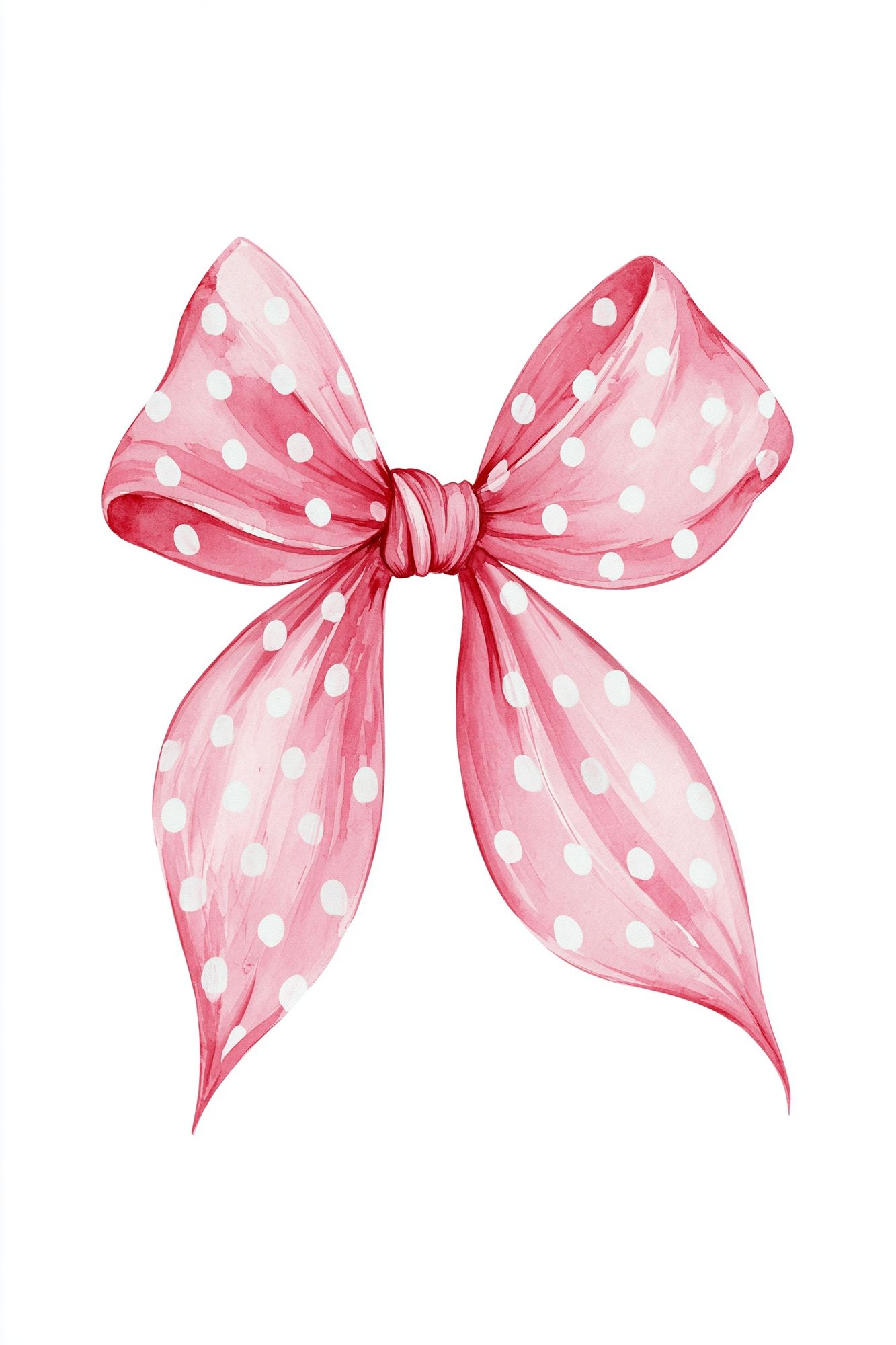 Pink Polka Dot Bow Watercolor Print. poster — illustration art