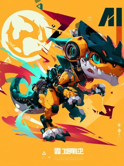 Cyber Dino Digital Art Poster. poster
