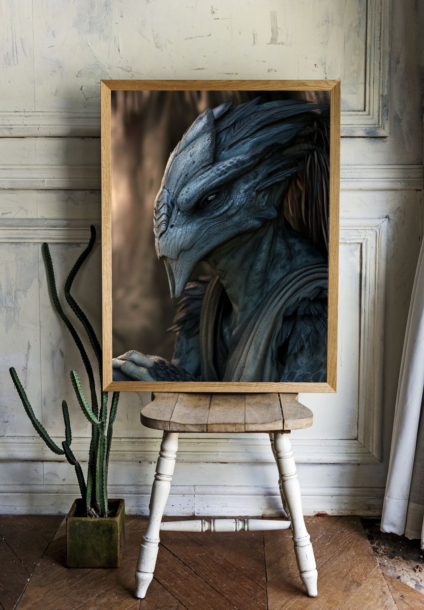 Fantasy Dragon Portrait Print. room preview