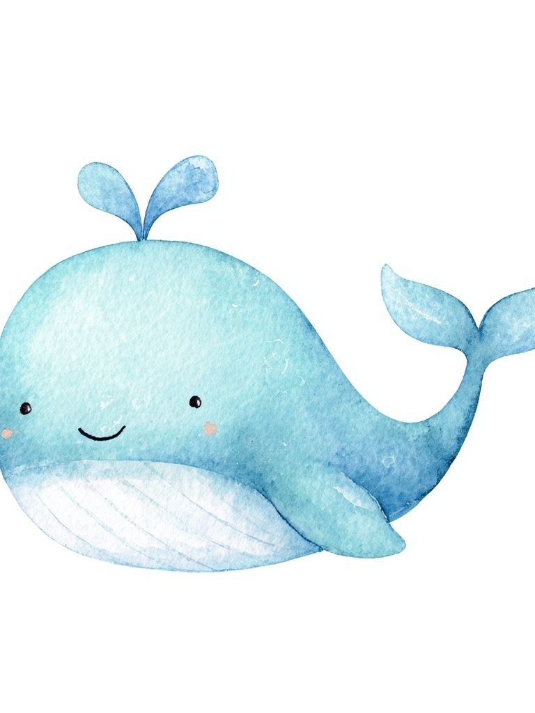 Cute Blue Whale Watercolor Print. poster detail
