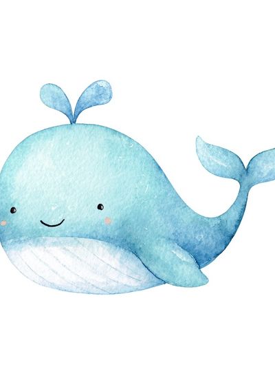 Cute Blue Whale Watercolor Print. poster