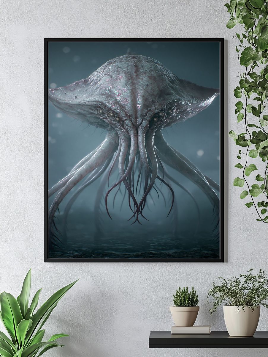 Alien Sea Creature Illustration Poster. — room view 4