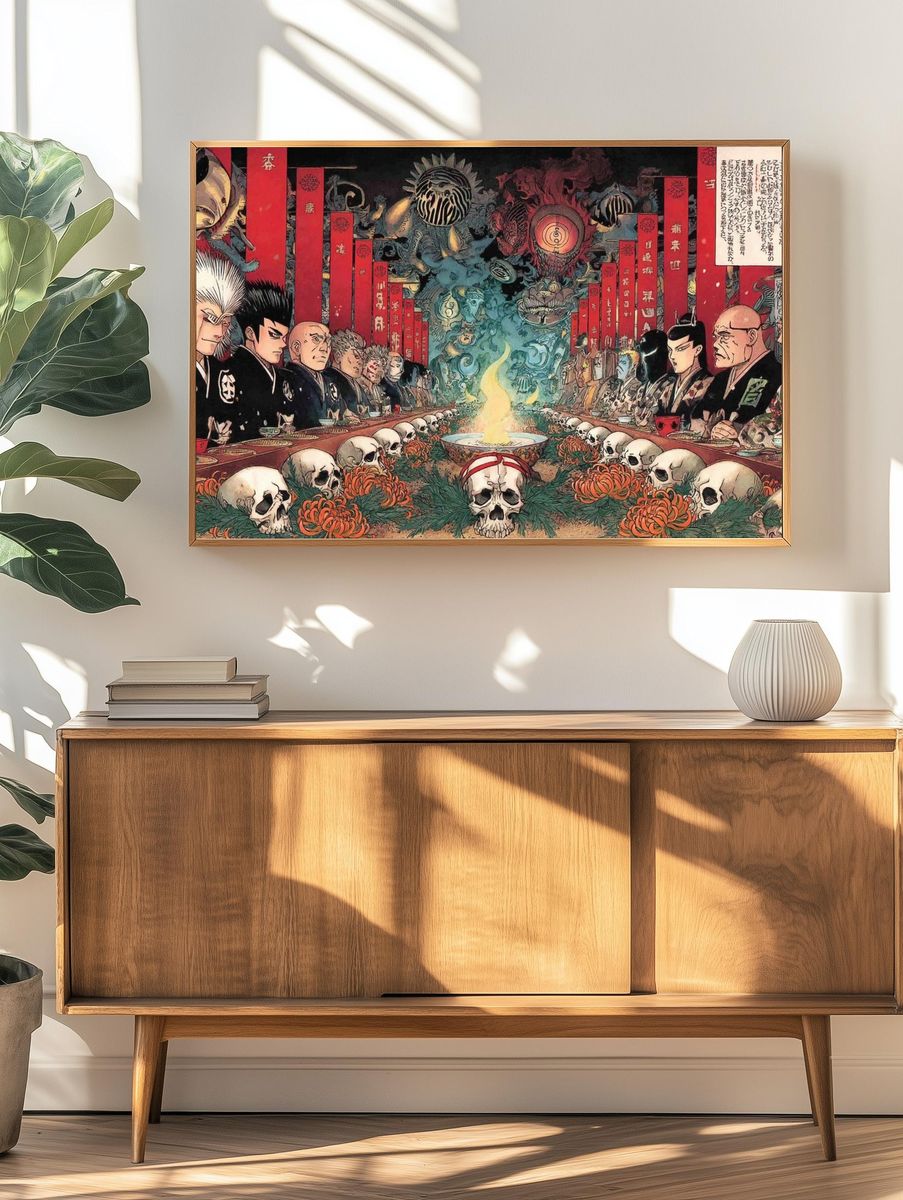 Samurai Skull Feast Illustration Poster. — room view 3