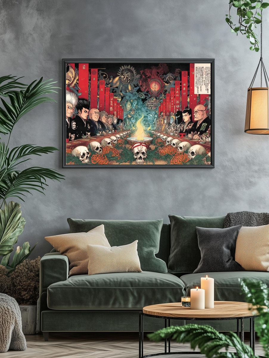 Samurai Skull Feast Illustration Poster. — room view 4