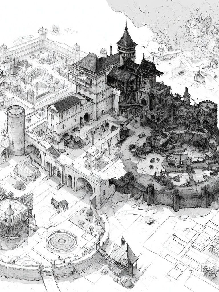 Fantasy Castle Cityscape Illustration Poster. poster — illustration art