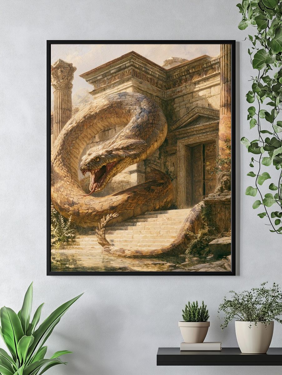 Temple Serpent Fantasy Illustration Poster. — room view 4