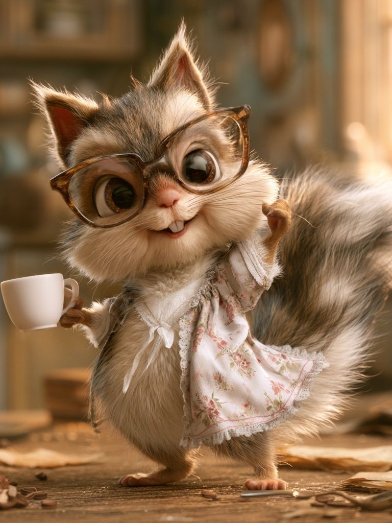 Cute Squirrel Portrait Illustration Poster. poster detail
