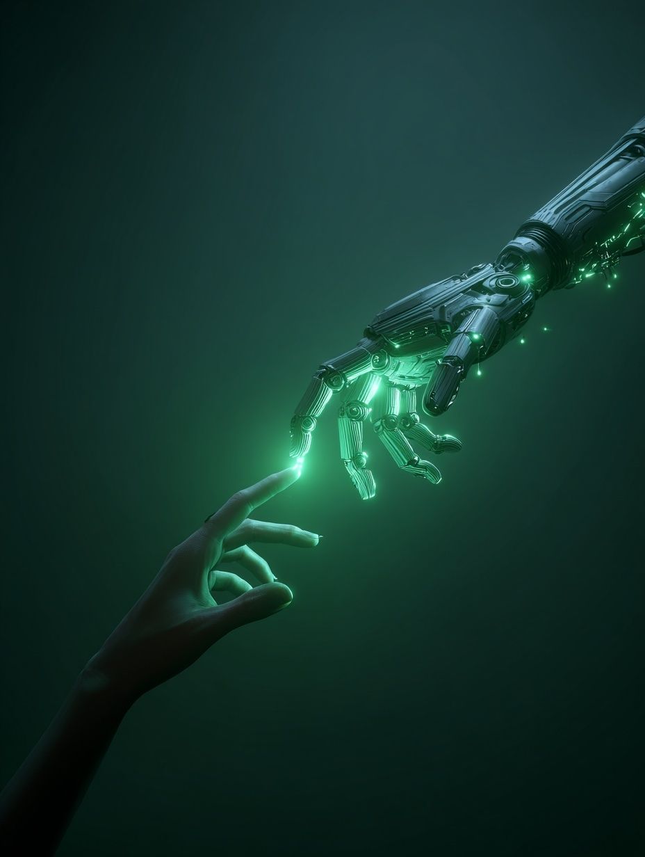 Human and Robot Touch — Sci-Fi Print. poster — illustration art