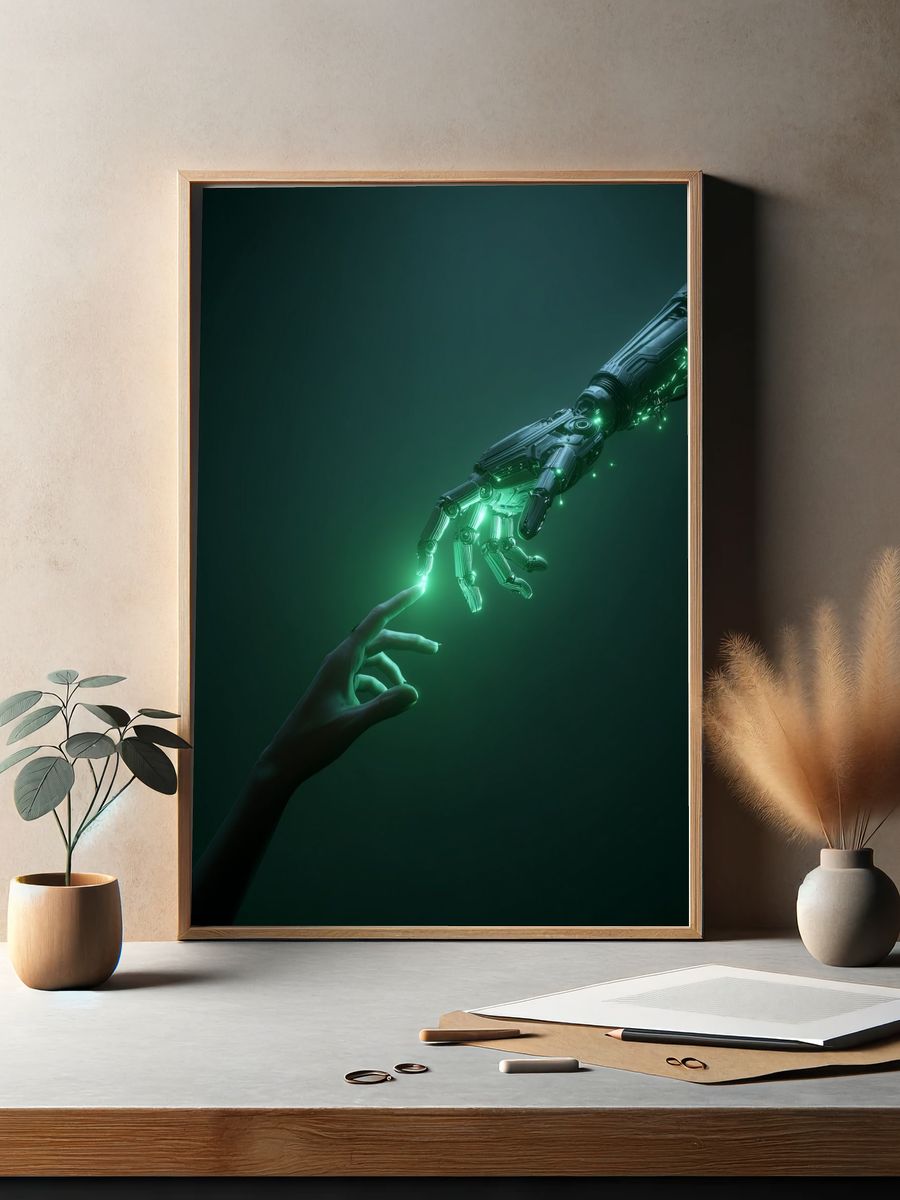 Human and Robot Touch — Sci-Fi Print. — room view 2