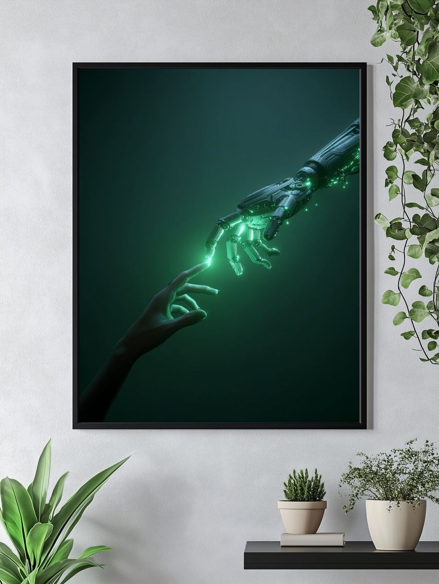 Human and Robot Touch — Sci-Fi Print. — room view 4