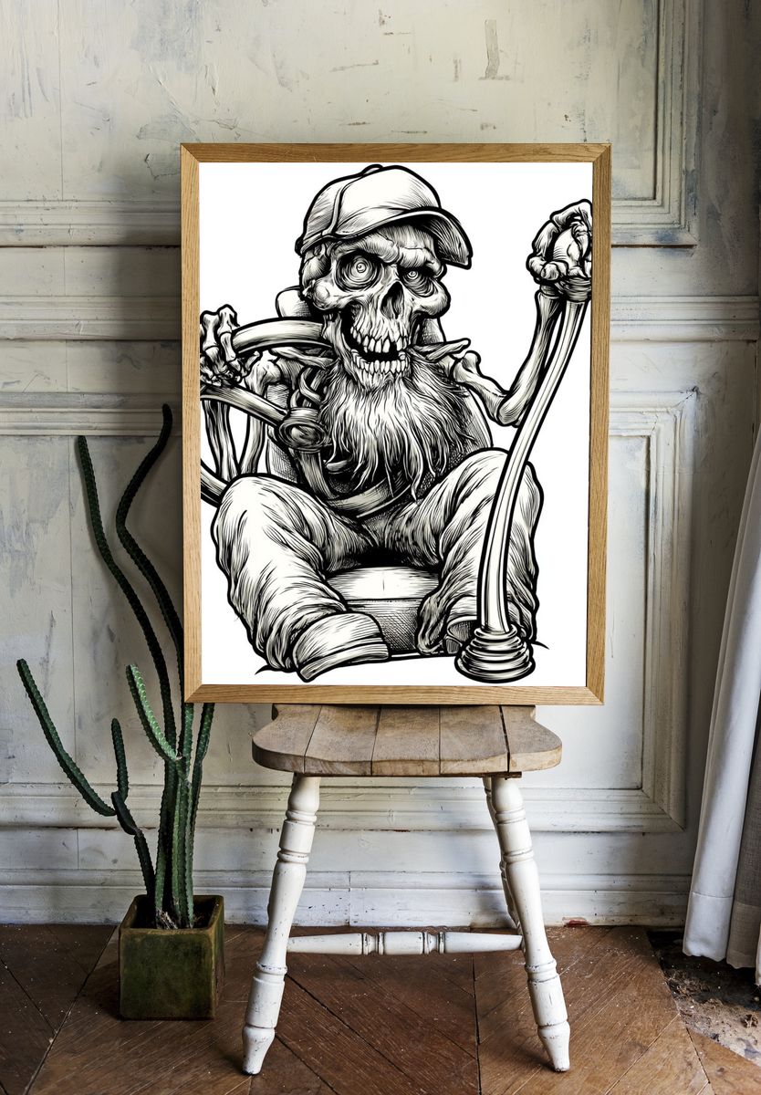 Skeleton Driver Illustration Poster. room preview