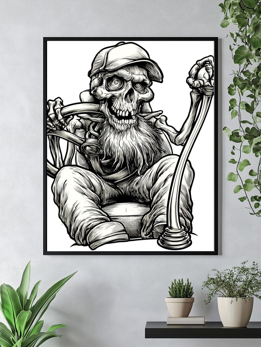 Skeleton Driver Illustration Poster. — room view 4