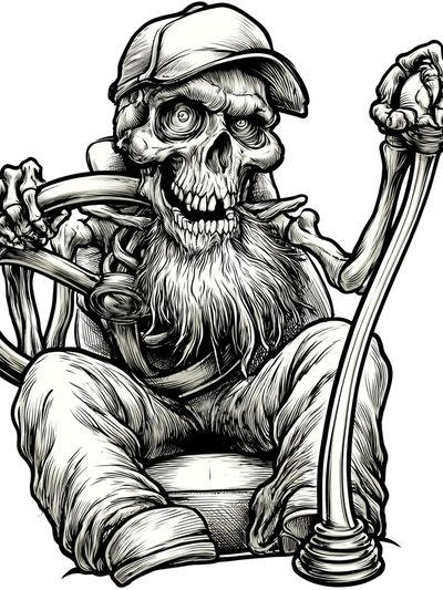 Skeleton Driver Illustration Poster.