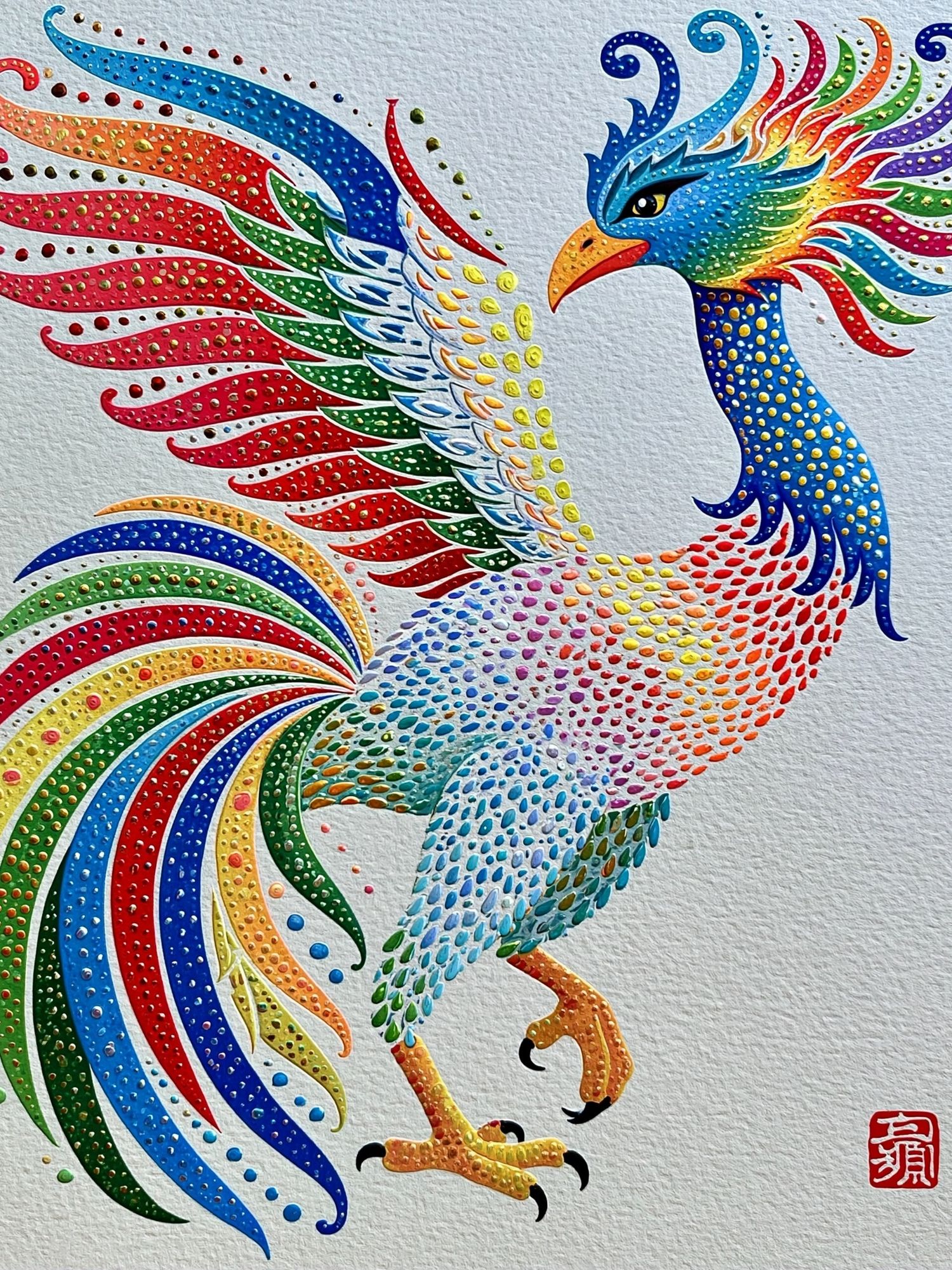 Rainbow Phoenix Illustration Poster. poster — illustration art
