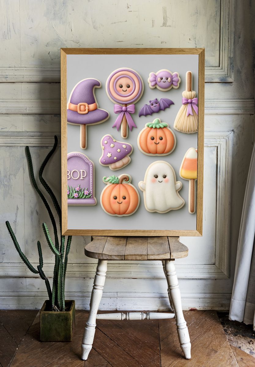 Halloween Candy Illustration Poster. room preview
