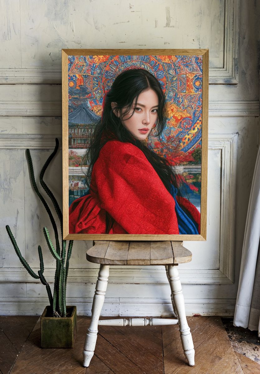 Korean Portrait Digital Art Poster. — room view 1