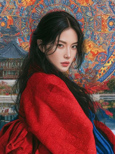 Korean Portrait Digital Art Poster.