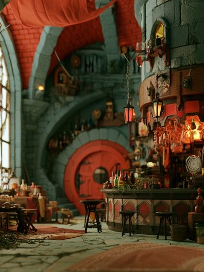 Enchanted Tavern Interior Illustration Poster.