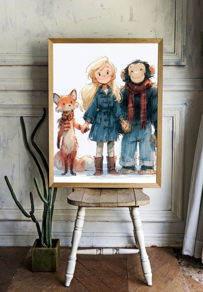 Winter Friends Illustration Poster. — room view 1