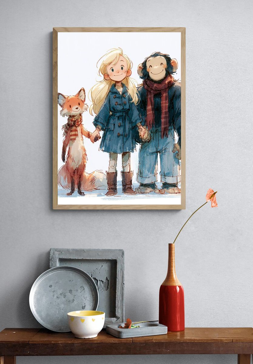 Winter Friends Illustration Poster. — room view 3