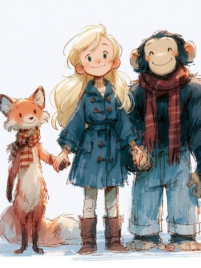 Winter Friends Illustration Poster. poster
