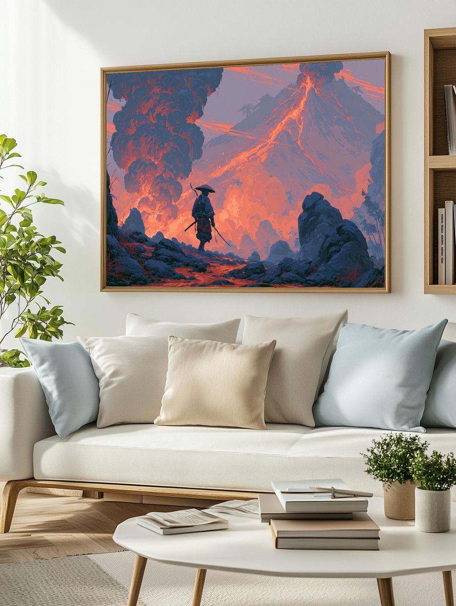 Volcanic Samurai Landscape Print. — room view 2