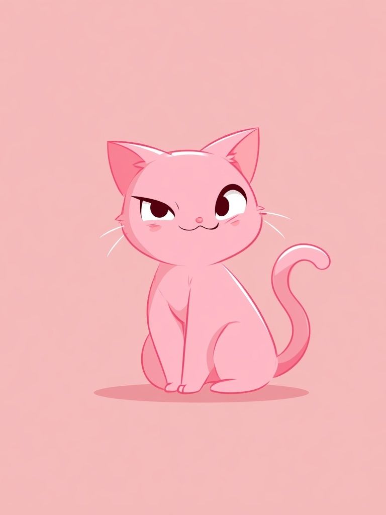 Pink Cat Cartoon Print. poster detail
