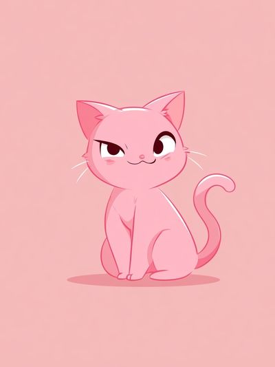 Pink Cat Cartoon Print. poster