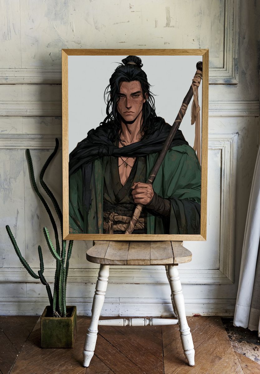 Warrior Portrait Illustration Print. room preview