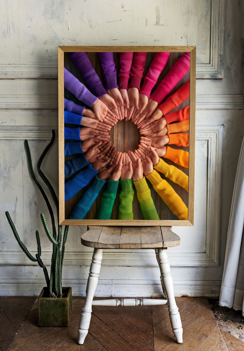 Hands Circle Rainbow Poster. room preview