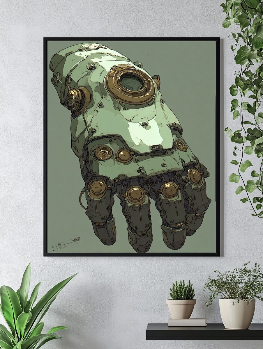 Mechanical Hand Illustration Poster. — room view 4