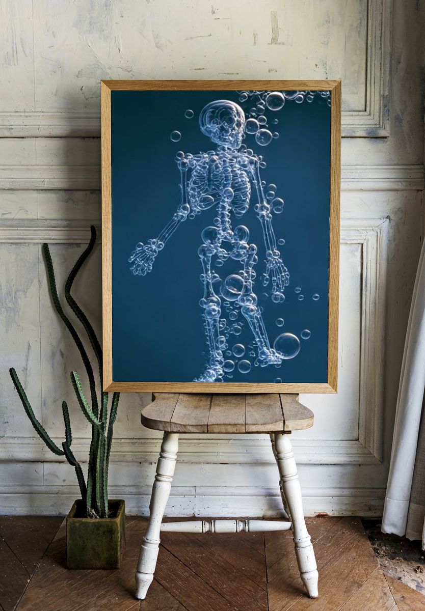 Bubble Skeleton Illustration Poster. — room view 1