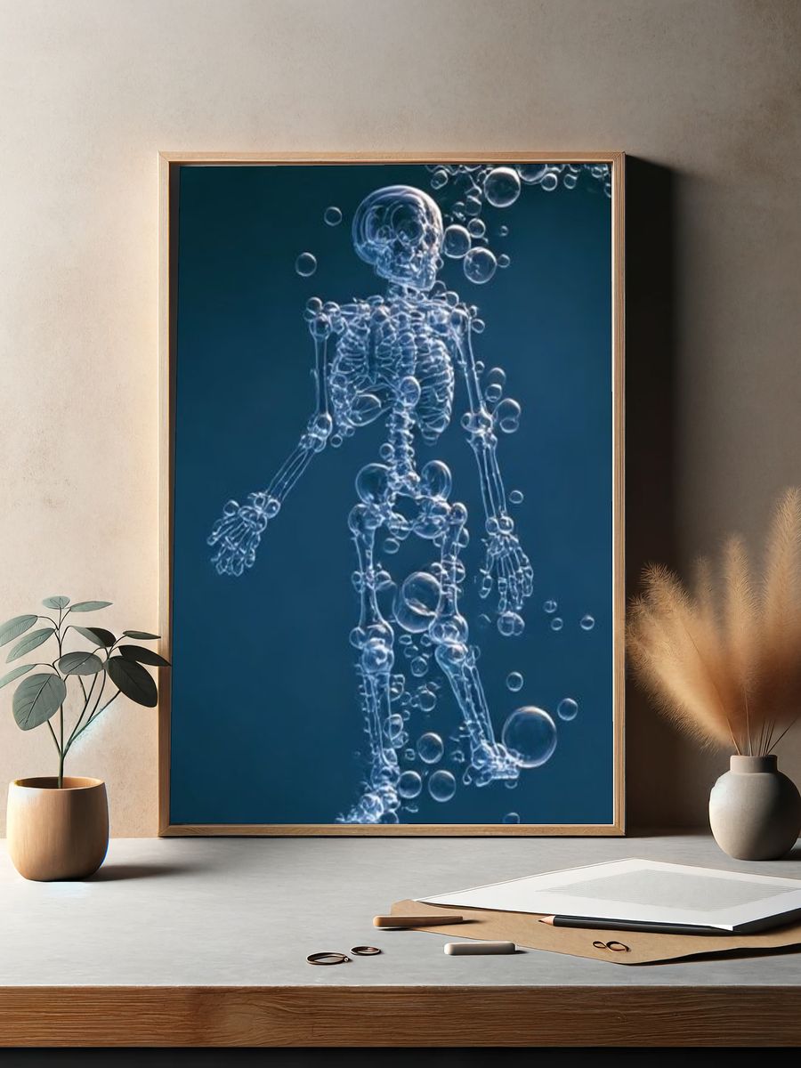 Bubble Skeleton Illustration Poster. — room view 2