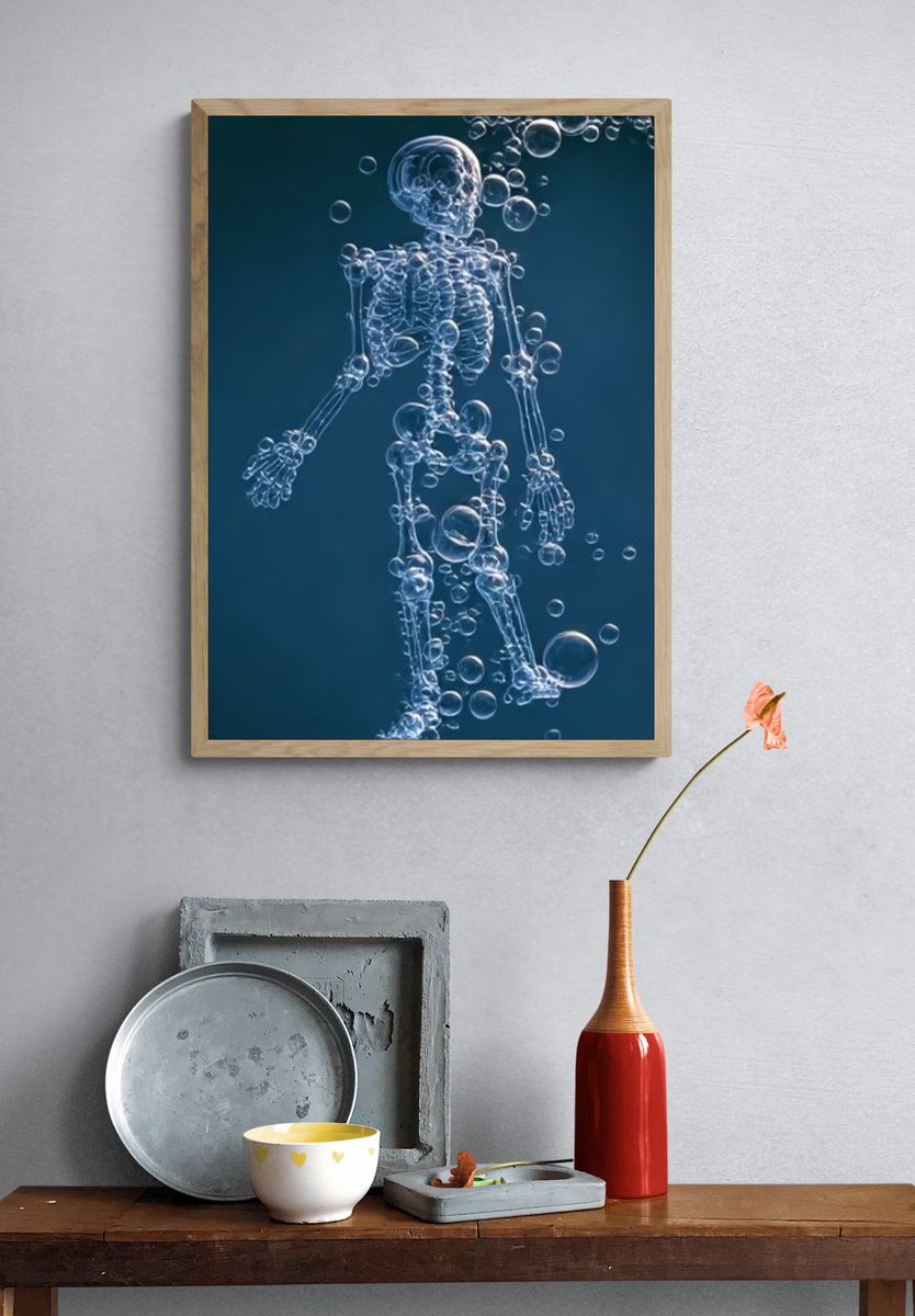 Bubble Skeleton Illustration Poster. — room view 3