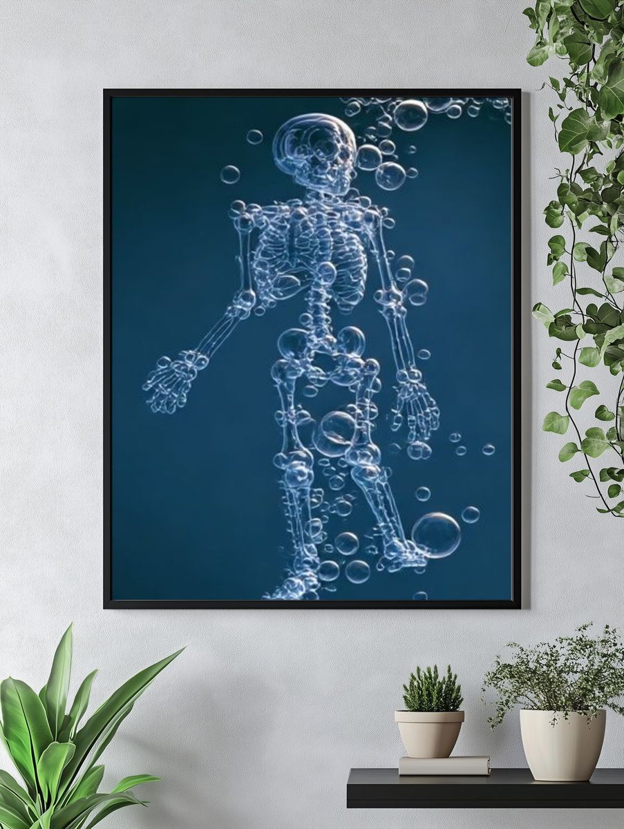 Bubble Skeleton Illustration Poster. — room view 4